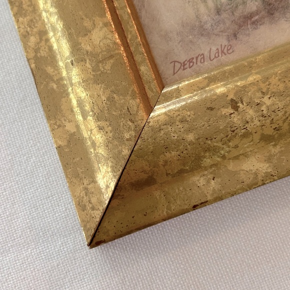 VTG Debra Lake Pink Blossoms Floral 8 x 10 Artist Print in Wood Gold Frame. - Picture 9 of 11